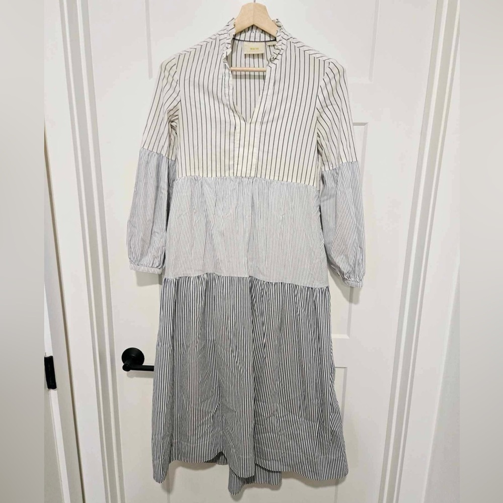 Maeve Anthropologie Bonnie Stripe Tiered Midi Blue Dress size XS - Picture 4 of 13